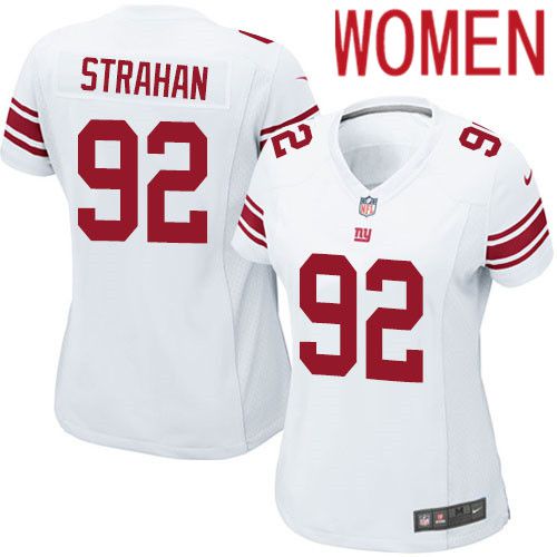 Women New York Giants #92 Michael Strahan Nike White Game NFL Jersey
